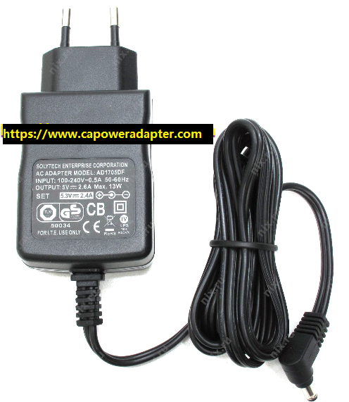 NEW SOLYTECH ENTERPRISE CORPORATION AD1705DF 5VDC 2.6A AC ADAPTER - Click Image to Close